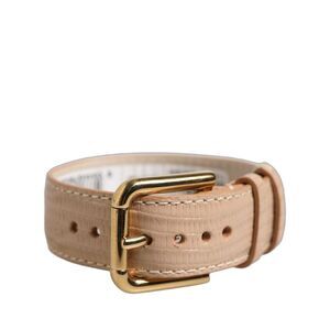 Dolce & Gabbana Beige Textured Leather Gold Buckle Belt Strap Women's Bracelet